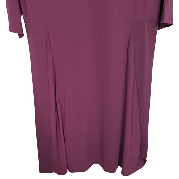 Roaman's Size 18W Dress Fluid Jersey Knit Pleated A-Line Midi Pullover Purple - Picture 5 of 10